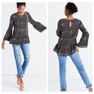 Madewell Fiesta Paisley Silk Bell Sleeve Top (L)